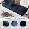 Modern Oversized Modular Sectional Sofa With 2 Ottoman And 2 Seat, Sparkling Chenille Fabric Soft Cushion Sofa With 4 Pillows, 4 Pieces Diy Combination Tufted Sofa, No Assembly Required - Blue - Image 17
