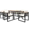 7 Pieces Outdoor Dining Set Patio Dining Table And Chair Set With And Removable Cushions For Patio, Backyard, Garden - Beige - Image 15