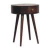 Nordic Circular Shaped Bedside Table - Walnut - Image 2