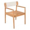 Creative Braided Acacia Wood Outdoor Dining Table And Chairs With Armrests (Set of 2) - Teak / White - Image 13