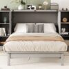 Full Size Murphy Bed With Shelves, Drawers And USB Ports - Gray - Image 21