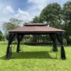 13 0 Outdoor Patio Gazebo Canopy Tent With Ventilated Double Roof And Mosquito Net (Detachable Mesh Screen On All Sides) Suitable For Lawn Garden Backyard And Deck Top - Brown - Image 5