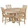 Topmax - 5 Piece Rustic Extendable Dining Table Set Round Trestle Table And 4 Cross Back Dining Chairs For Kitchen, Dining Room - Natural - Image 11