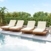 Acacia Wood Lounge Chaise Set With Headrest And Water Resistant Cushions - Beige - Image 14