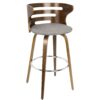 Cosini - Mid-Century Modern Fixed Height Barstool With Swivel (Set of 2) - Walnut / Gray - Image 3