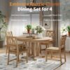 Topmax - 5 Piece Rustic Extendable Dining Table Set Round Trestle Table And 4 Cross Back Dining Chairs For Kitchen, Dining Room - Natural - Image 4
