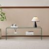 Clear Glass TV Table, Tempered Glass Stand For Living Room Decor - Transparent - Image 6