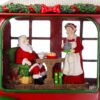 Christmas Plastic / Resin Camper With Mr & Mrs Santa Tea Time LED / Water Spinning / 2 Way Switch, 3*AA Required - Red - Image 5