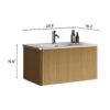 Etna - Striped Natural Oak Bathroom Vanity With White Ceramic Sink, Wall Mounted Floating Bathroom Vanity For Modern Bathroom, One-Piece White Basin Without Drain - White / Oak - Image 6