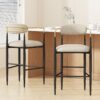 Counter Height Upholstered Bar Stools With Backs And Iron Legs For Kitchen Island (Set of 2) - Beige - Image 5