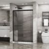 Matte Black Double Sliding Glass Shower Door With Aluminum Frame And SGCC Clear Tempered Glass - Black - Image 8