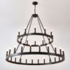 2 Tiers Wagon Wheel Chandelier Wooden Farmhouse 36 Light (24 / 12) Or (12 / 24) Metal Chandeliers 2 Story Light Fixtures Industrial For High Ceiling Living Dining Room Foyer, Adjustable Height - Black - Image 18