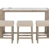 Vanilla - Real Marble Sofa Table With Power And 3 Stools - Beige / Natural - Image 2