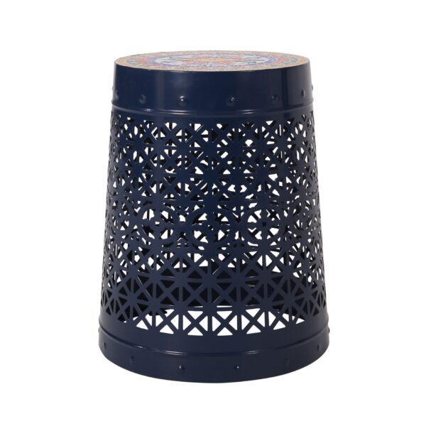 Cranbrook - Side Table With Tile Mosaic Top - Dark Blue