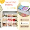 Kids Toy Storage Organizer With 14 Bins, Multi-Functional Nursery Organizer Kids Furniture Set Toy Storage Cabinet Unit With HDPE Shelf And Bins For Playroom, Bedroom, Living Room - Light Green - Image 3