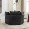 360° Swivel Accent Barrel Chair With Storage Ottoman & 4 Pillows, Modern Chenille Leisure Chair Round Accent For Living Room - Gray - Image 14