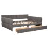 Queen Size Upholstered Platform Bed With USB And 2 Drawers, Lambswool Material - Gray - Image 6