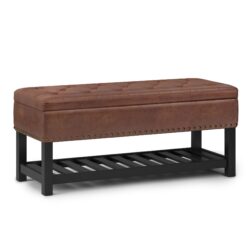 Lomond - Storage Ottoman Bench - Distressed Saddle Brown