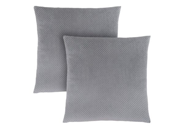 Pillows, Square, Insert Included, Decorative Throw, Hypoallergenic, Modern (Set of 2) - Silver