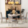 5 Piece Dining Table Set Round Extendable With Chairs - Natural Wood Wash - Image 5