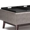Owen - Tray Top Small Coffee Table Storage Ottoman - Distressed Gray - Image 4