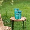 Decorative Ceramic Water Fountain With 3 Tier Design, Indoor Outdoor Tabletop Fountain - Antique Blue - Image 7