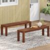 Acacia Wood Outdoor Bench With Beautiful Slat Paneling - Dark Brown - Image 8