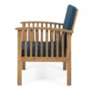 Casa Acacia Wood Club Chair (Set of 2) With Weather Resistant Cushions - Brown / Dark Teal - Image 7