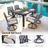 7 Pieces Outdoor Patio Furniture Set, Modern Dining Set With 6 Swivel Rockers Sunbrella Fabric, Rectangular Table With Umbrella Hole - Bourbon Brown - Image 7