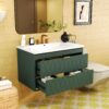 Wall Mounted Bathroom Vanity With Resin Sink, Floating Bathroom Storage Cabinet With 2 Drawers, Bathroom Cabinet - Green - Image 4