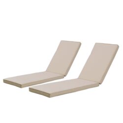2 Piece Outdoor Chaise Lounge Cushion Set Replacement Cushions For Patio Furniture - Khaki