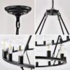 Extra Large Wagon Wheel Chandelier, 2 Tier 36 Lights (No Include) Farmhouse Industrial Round High Ceiling Pendant Light Adjustable Chain, For Dining Room, Living Room, Kitchen - Black - Image 11