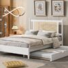 Queen Size Platform Bed With 2 Big Drawers Twin Size Trundle - White - Image 14