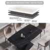 63" Artificial Stone Black Curved Black Metal Leg Dining Table - Black - Image 8