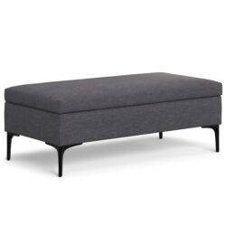 Rebecca - Multifunctional Large Coffee Table Storage Ottoman With Lift Up Lid - Gray