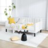 Elena - Twin Boucle Upholstered Daybed, Ribbed Tufted Backrest - Ivory - Image 6