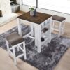 3 Pieces Counter Set Storage Space For Small Space Modern Farmhouse Design Retro Design Easy To Assembly - Antique Dark Oak / Antique White - Image 4