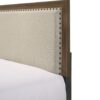 King Size Panel Bed With Fabric Upholstered Tufted Nailhead Trim Headboard - Brown - Image 3