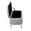 Storage Ottoman Bench For End Of Bed Gold Legs, Modern Gray Faux Fur Entryway Bench Upholstered Padded With Storage For Living Room Bedroom - Gray - Image 13