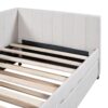 Twin Size Sofa Bed Upholstered Daybed With Trundle Frame No Box Spring Needed, Linen - Beige - Image 9