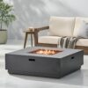 Modern Square Iron Fire Pit With 50, 000 Btu Output - Dark Gray - Image 3