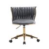 Office Desk Chair, Upholstered Home Office Desk Chairs With Adjustable Swivel Wheels, Ergonomic Office Chair For Living Room, Bedroom, Office, Vanity Study - Dark Gray - Image 5