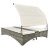 Patio Daybed Outdoor Daybed Sun Lounger With Shelter Roof With Adjustable Backrest, Storage Box And 2 Cup Holders For Patio, Balcony, Poolside - Cream - Image 27
