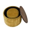 Classic Chenille Storage Ottoman Set With Drum Shaped Stool And Panel - Dark Yellow - Image 12