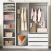 Doorless Storage Wardrobe For Dedroom With Shelves And 3 Drawers - White - Image 17