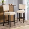 Barstools With Rivet Decoration (Set of 2), Wood Frame, Bar Chairs For Kitchen Island - Beige - Image 6