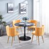 Modern Dining Chair (Set of 2) With Iron Tube Wood Color Legs, Shorthair Cushions And Comfortable Backrest, Suitable For Dining Room, Living Room, Cafe, Simple Structure - Yellow - Image 20