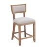 Counter Stools (Set of 2), Upholstered Counter Height Bar Stools With Comfy Back, Solid Rubber Wood Frame, Backrest, Footrest, Armless Barstools For Home Bar, Kitchen Counter - Beige / Natural - Image 9