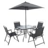 Outdoor Patio Dining Set For 4 People, Metal Patio Furniture Table And Chair Set With Umbrella - Black - Image 18