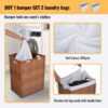 Laundry Hamper With Lid PE Rattan Powder Coating Frame Clothes Hampers With 2 Removable Bags, 100L - Brown - Image 7